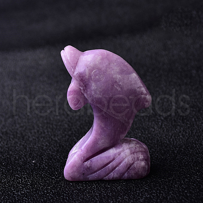 Natural Lepidolite Carved Healing Dolphin Figurines PW-WG41348-03-1