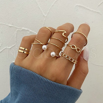 10Pcs Alloy with Crystal Rhinestone Finger Rings WG3531F-18-1
