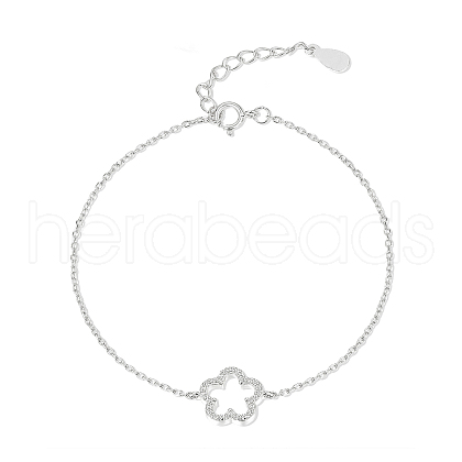 925 Silver Micro Pave Zircon Flower Bracelets AC1585-2-1