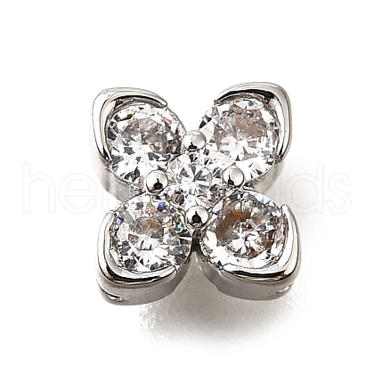 Brass Micro Pave Cubic Zirconia Beads KK-D356-03C-P-1