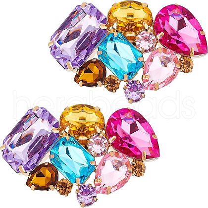2Pcs Detachable Glass Rhinestone Shoe Decoration AJEW-FG0002-04-1