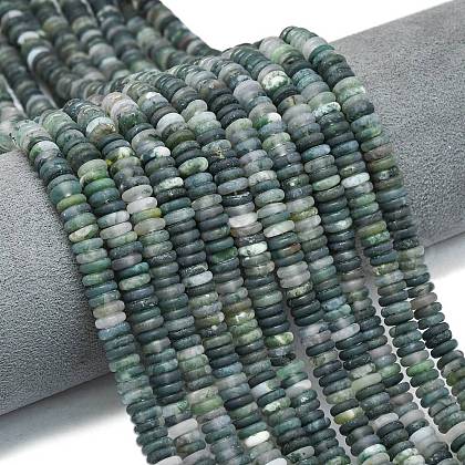 Frosted Natural Moss Agate Beads Strands G-K389-C37-01-1