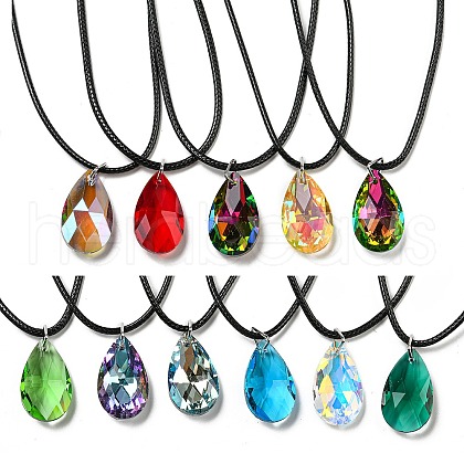Waxed Cord Necklaces NJEW-P310-10P-1
