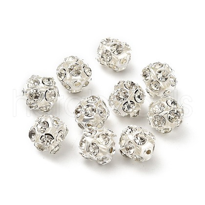 10mm Brass Crystal Rhinestone Beads KK-S519-01C-S-1