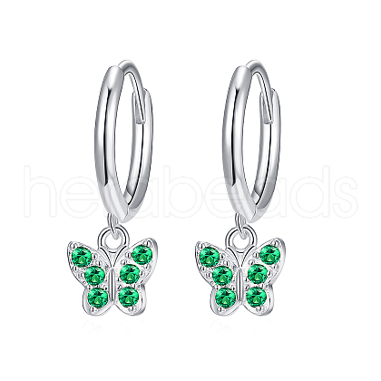 Elegant S925 Sterling Silver Butterfly Hoop Earrings BR6455-4-1