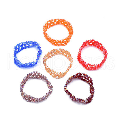 Bling Glass Beaded Stretch Bracelet BJEW-N018-03-1