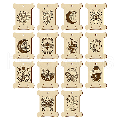 14Pcs 14 Style Plywood Thread Winding Boards WOOD-WH0060-06-1
