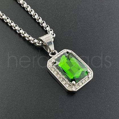 Fashionable Stainless Steel Rhinestone Pendant Necklaces FH6785-1