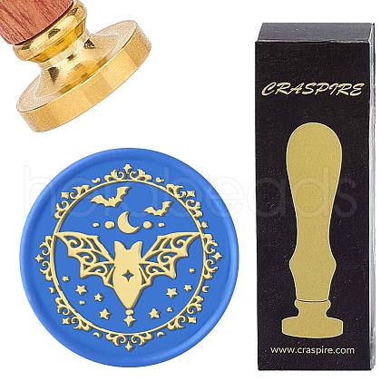 Brass Wax Seal Stamps with Wood Handle AJEW-WH0412-0166-1
