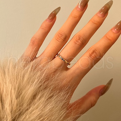 925 Sterling Silver Micro Pave Cubic Zirconia Finger Rings for Women RJEW-F180-04G-1