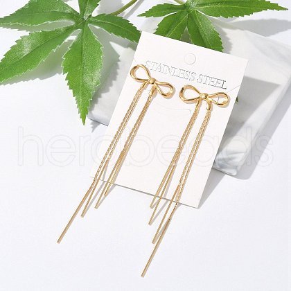 304 Stainless Steel Tassel Stud Earrings EJEW-F353-04G-1