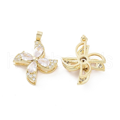 Rotatable Brass Micro Pave Clear Cubic Zirconia Pendants KK-E068-VC288-1