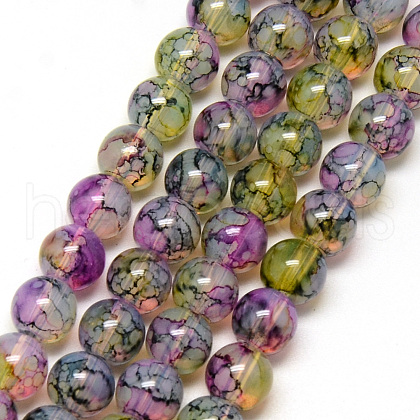 Baking Painted Glass Beads Strands DGLA-Q023-6mm-DB59-1