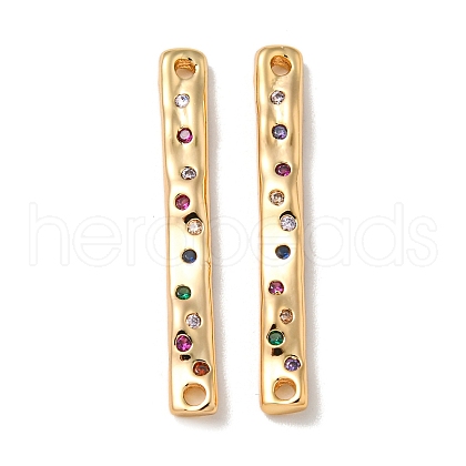 Brass Pave Colorful Cubic Zirconia Connector Charms KK-K378-13G-1