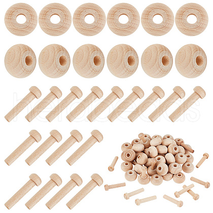 Unfinshed Wood Wheel & Stick WOOD-WH0029-20A-1