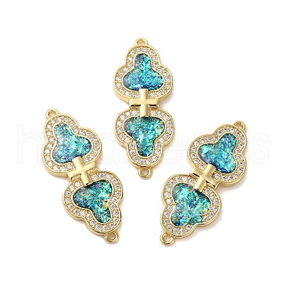 Rack Plating Brass Micro Pave Clear Cubic Zirconia Cross Links Connector Charms KK-K385-114G-1