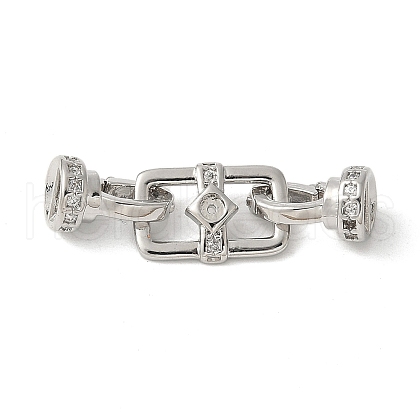 Brass Pave Clear Cubic Zirconia Fold Over Clasps KK-M320-16P-1