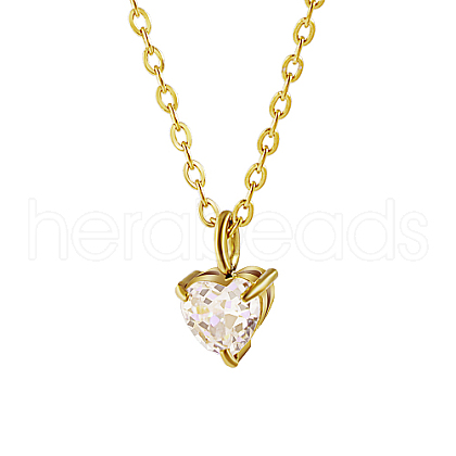 Clear Cubic Zirconia Heart Pendant Necklace XN7409-1