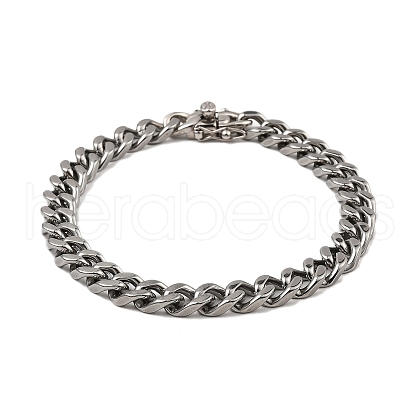 Non-Tarnish 304 Stainless Steel Cuban Link Chain Bracelet NJEW-D050-02E-P-1