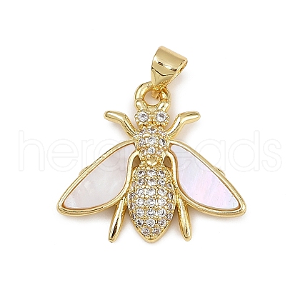 Brass Micro Pave Cubic Zirconia Pendants KK-D376-08G-1