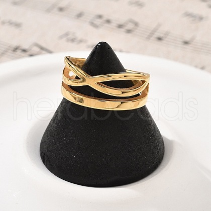 304 Stainless Steel Criss Cross Finger Rings RJEW-Q012-08G-1