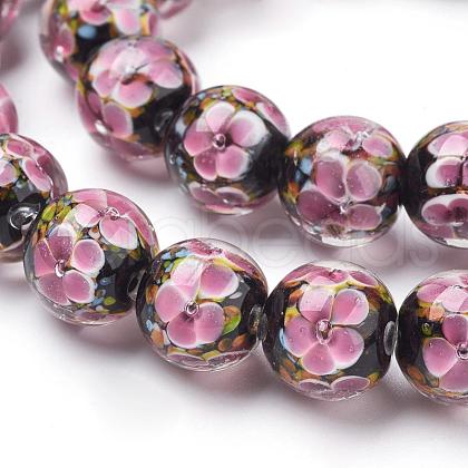 Handmade Inner Flower Lampwork Beads Strands LAMP-L072-B02-1