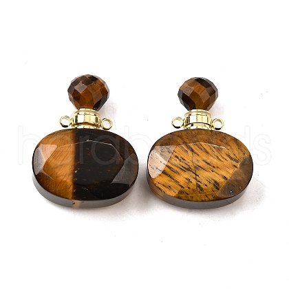 Natural Tiger Eye Perfume Bottle Pendants G-L623-07G-06-1