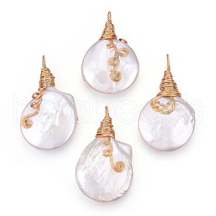 Natural Baroque Pearl Keshi Pearl Pendants PEAR-N020-L38-1
