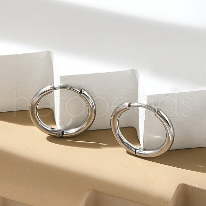 Tarnish Resistant 202 Stainless Steel Huggie Hoop Earrings X-EJEW-F111A-17mm-P-1