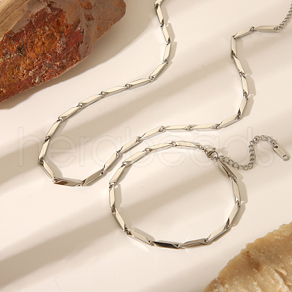 Stylish Stainless Steel Handmade Link Chain Necklaces & Bracelets Sets for Unisex TO1723-1-1
