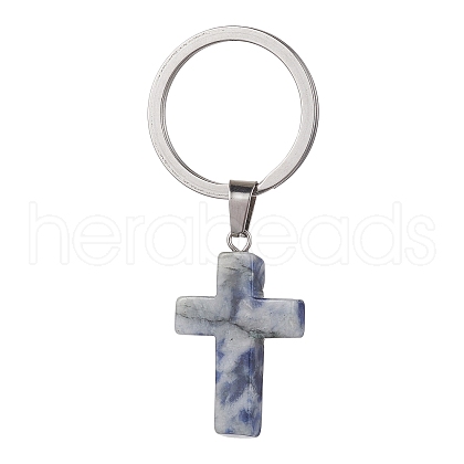 Natural Blue Spot Jasper Keychains KEYC-JKC00729-02-1