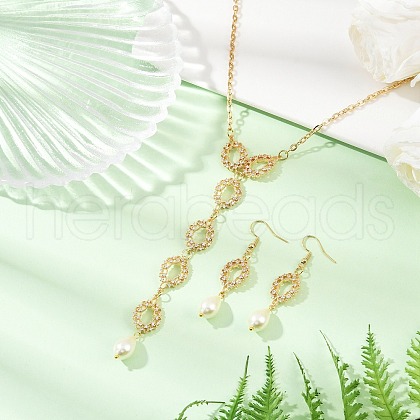 Brass Micro Pave Cubic Zirconia Pendant Necklaces & Dangle Earrings Sets SJEW-JS01325-1
