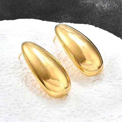 Ion Plating(IP) 304 Stainless Steel Teardrop Stud Earrings for Women EJEW-K244-10G-1