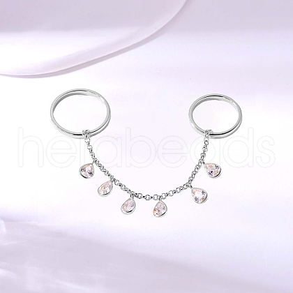 Brass Pave Cubic Zirconia Finger Rings for Women JM9814-1-1