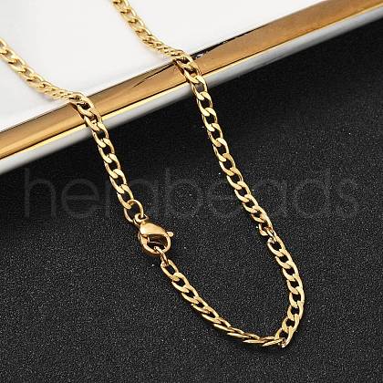 201 Stainless Steel Curb Chain Necklace for Women Men NJEW-P268-A38-2X5-1