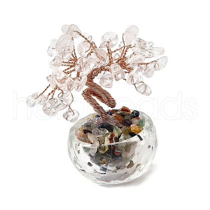 Natural Quartz Crystal Chips Tree of Life Decorations DJEW-Q010-01F-1