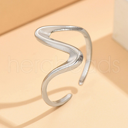 Wave 304 Stainless Steel Cuff Rings FS-WG0CC98-01-1