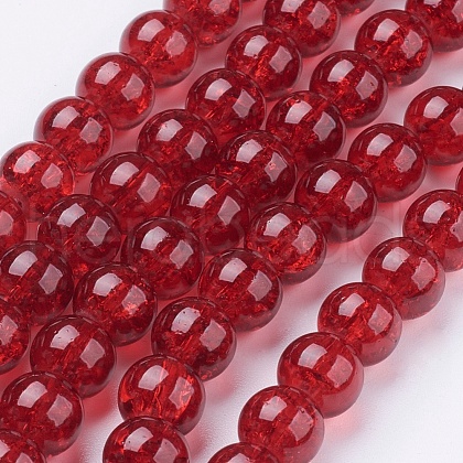 Crackle Glass Beads Strands X-CCG-Q001-8mm-18-1