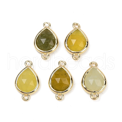 Natural Korean Jade Faceted Connector Charms G-L514-048P-06-1