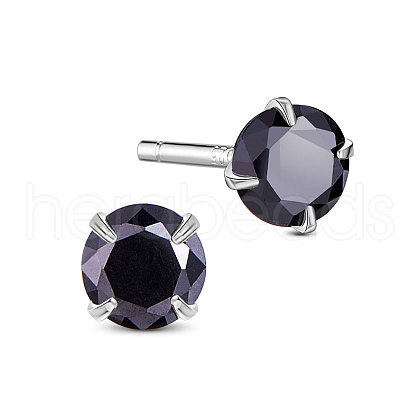 SHEGRACE Rhodium Plated 925 Sterling Silver Four Pronged Ear Studs JE420F-03-1
