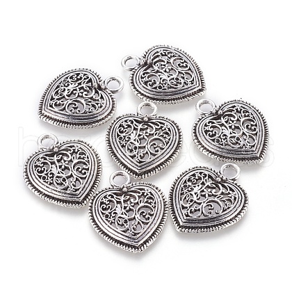 Tibetan Style Filigree Heart Alloy Pendants X-TIBEP-Q048-024-FF-1