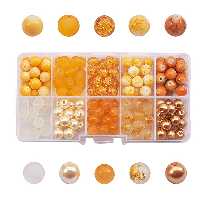200Pcs 10 Style Glass Beads Strands GLAA-CJ0001-38-1