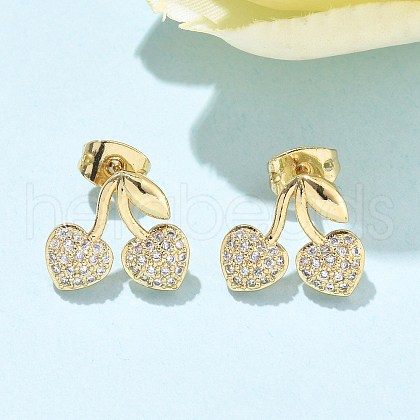 Brass Clear Cubic Zirconia Stud Earrings EJEW-Q017-03A-G-1