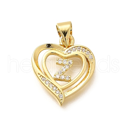 Rack Plating Brass Micro Pave Cubic Zirconia Pendants KK-L226-101G-Z-1