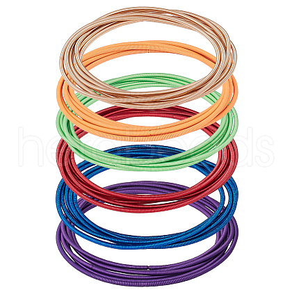 BENECREAT 36pcs 6 styles Steel Wire Round Snake Chain Stretch Bracelets Set BJEW-BC0001-19-1