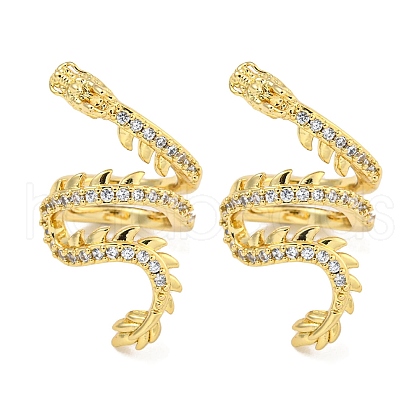 Brass Micro Pave Cubic Zirconia Cuff Earrings EJEW-C104-101G-1