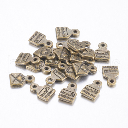 Tibetan Style Alloy Envelope Carved Heart and Word Made with Love Charms for Gift Making MLF0643Y-1