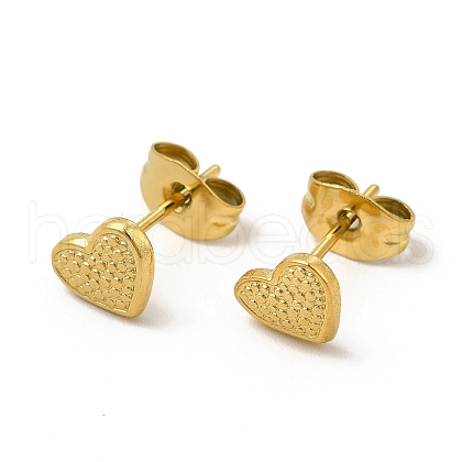 Ion Plating(IP) 304 Stainless Steel Heart Stud Earrings for Women EJEW-I281-13G-1
