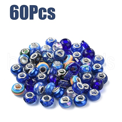 60Pcs Resin European Beads RPDL-YW0001-14D-1