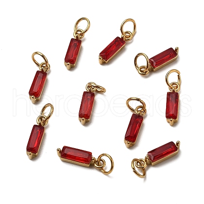 304 Stainless Steel Cubic Zirconia Pendants STAS-E487-21G-07-1